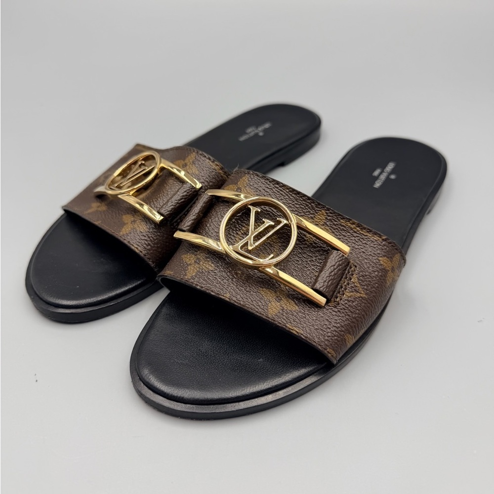 Louis Vuitton Patent Monogram Lock It Flat Mules